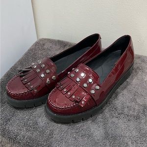 Geox Respira Red Chunky Loafers with Metallic Embellished Design